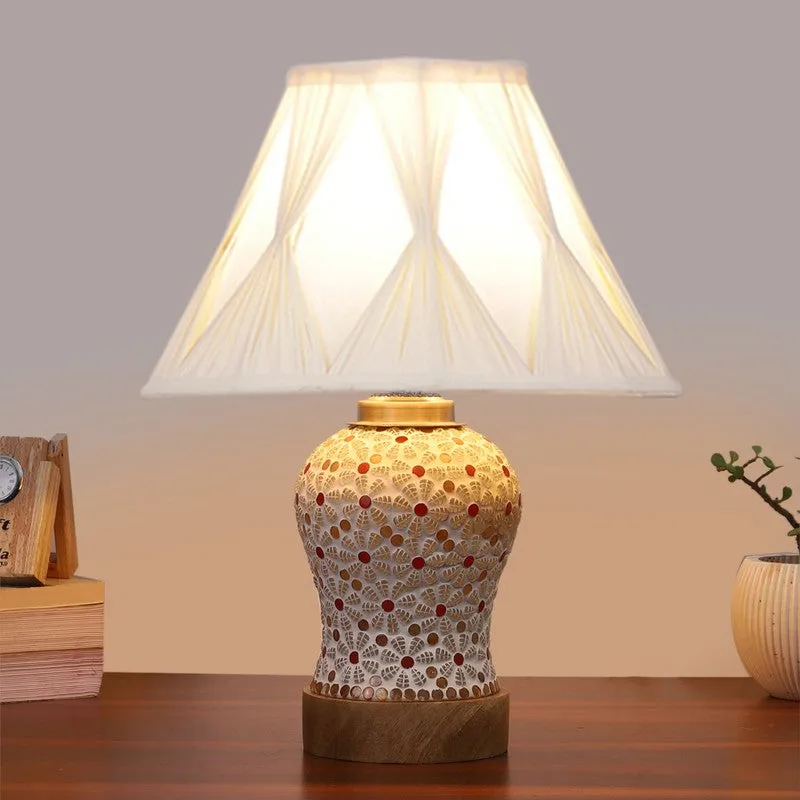 Harmyra Smocked Wooden Table Lamp - Multicolor media 3
