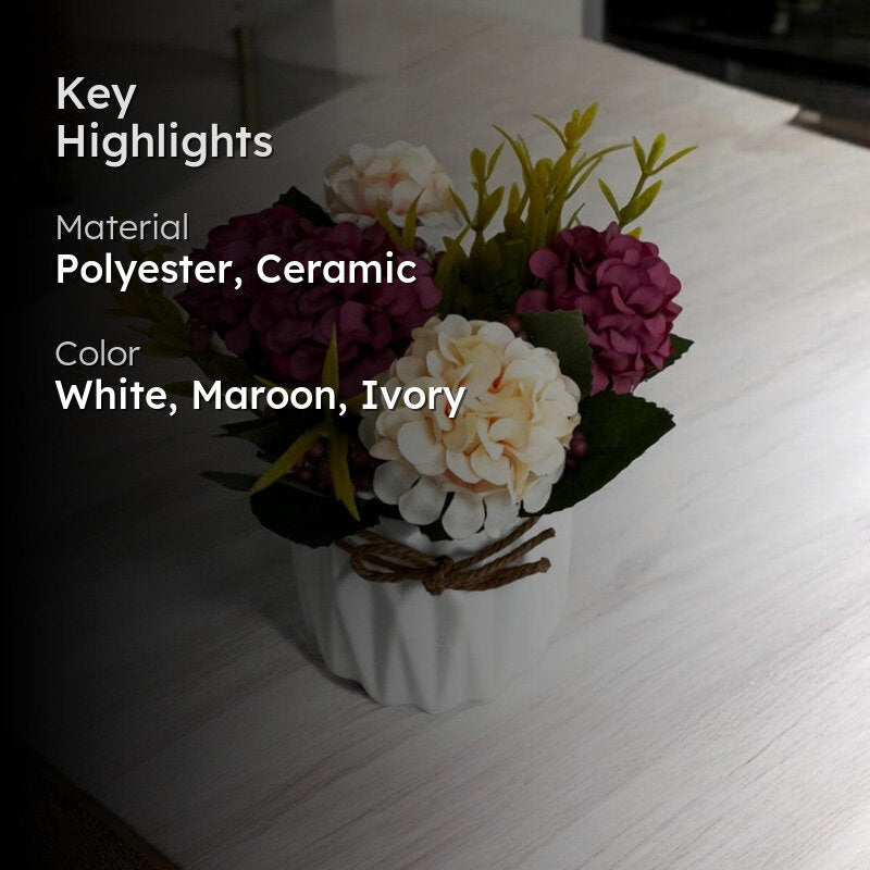 Faux Geranium Artificial Flower With Ceramic Pot media 2