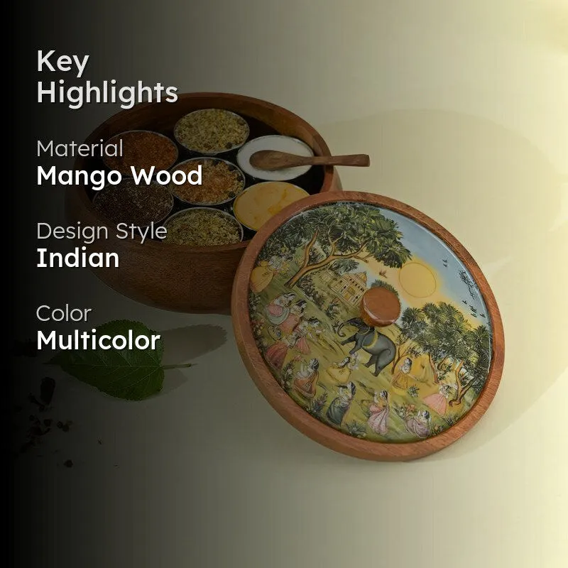 Chitrakriti Handcrafted Mango Wood Masala Box media 2