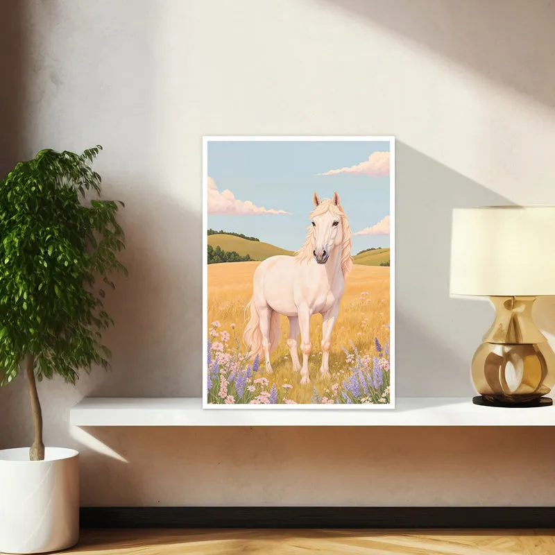 Gazing Horse Wall Art with White Frame media 1