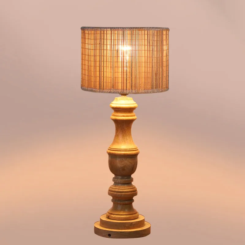 Bambouin Carve Wooden Table Lamp - Beige media 4