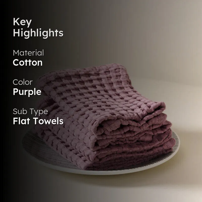 Fluffy Waffle Face Towel (Purple) - Set of Four media 2