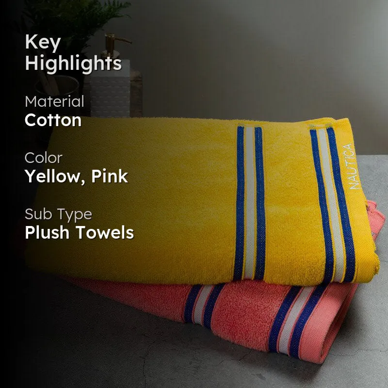 Nautica Dove Down Cotton Towel Set (Yellow & Coral) - Set Of Two - 2