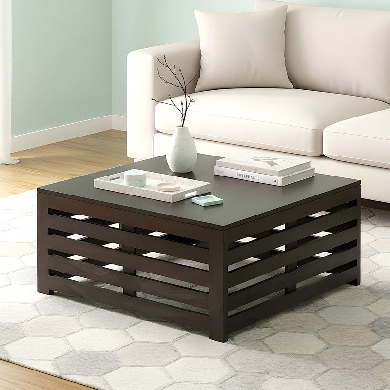 Qervon Sheesham Wooden Center Table - Black