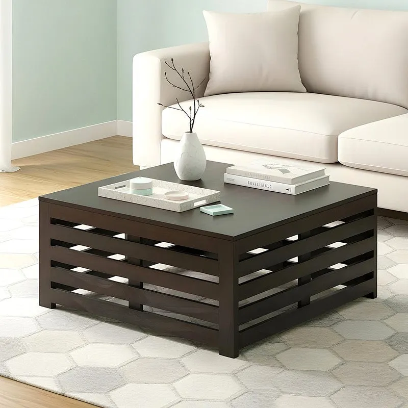 Qervon Sheesham Wooden Center Table - Black media 1