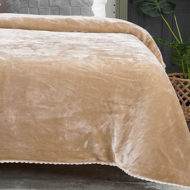 Singu Polyester Solid Blanket - Beige media 3