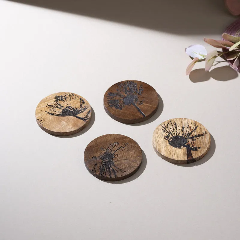 Dandelion Charm Mango Wood Coaster - Set Of Four media 3