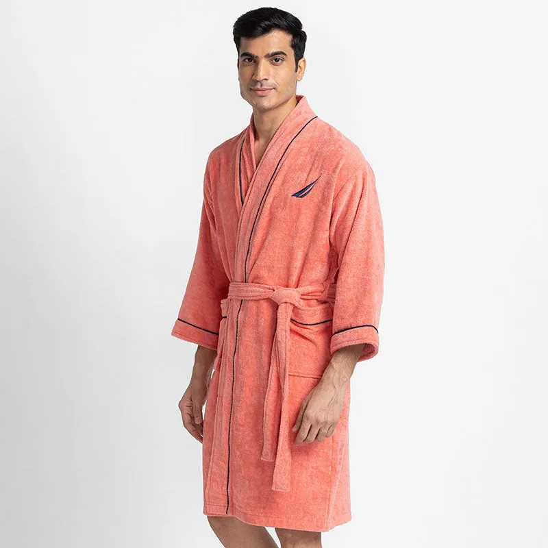 Nautica Men's Cashmere Dreams Cotton Bath Robe - Coral media 5