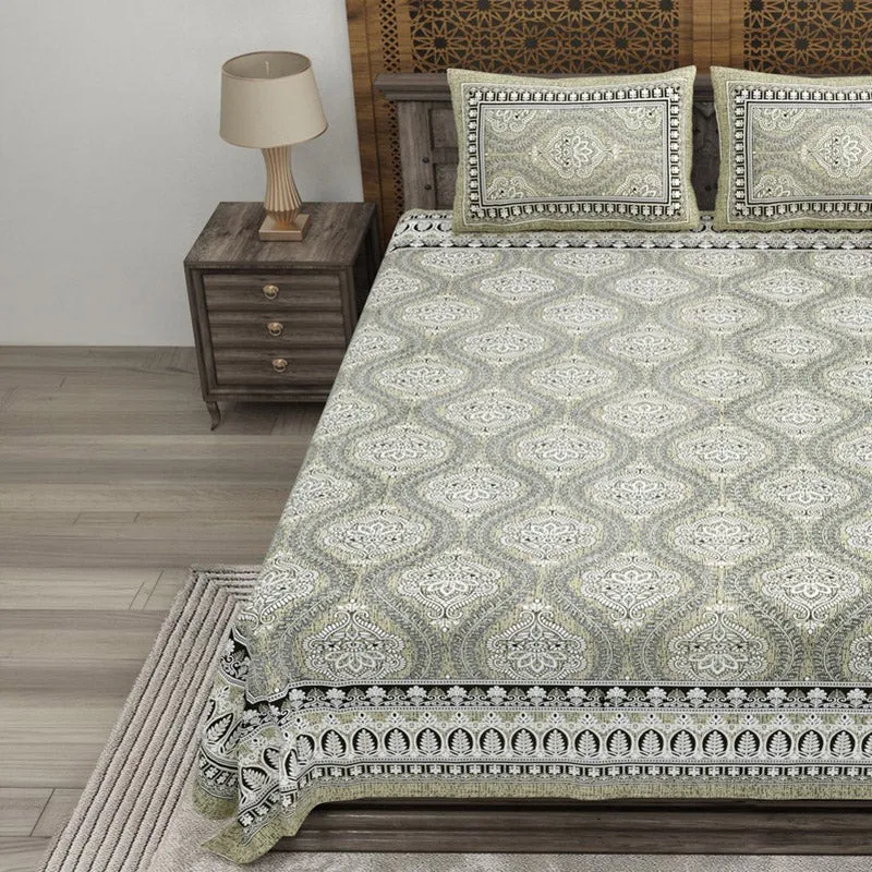 Lineon Cotton Bedsheet (Olive Green) - 240 TC media 3