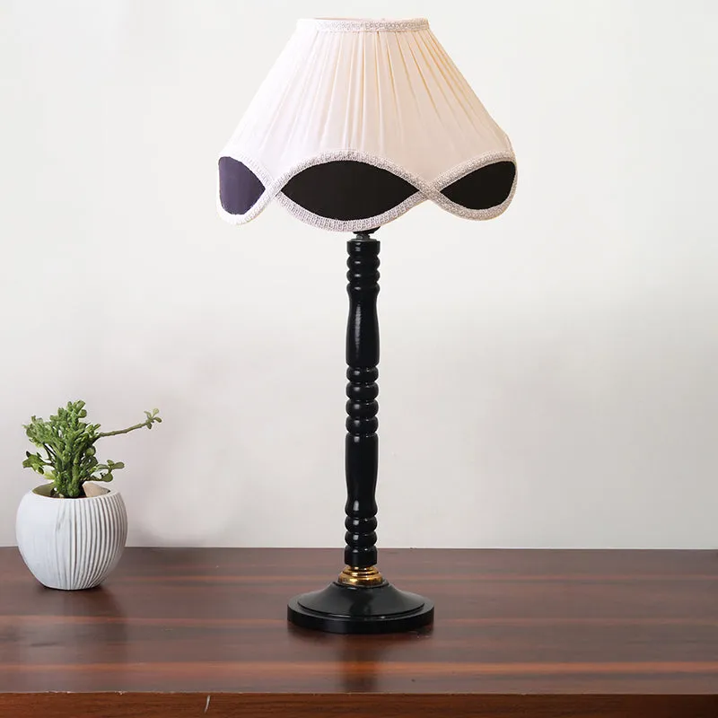 Terra Light Table Lamp With Carved Wooden Base - Ivory,Black media 3