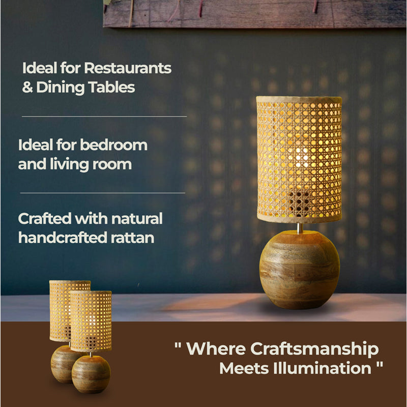 GridLit Rattan Table Lamp - Beige,Brown media 7
