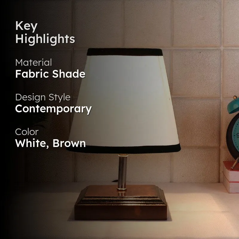 Niksha Fabric Table Lamp - White,Brown media 2