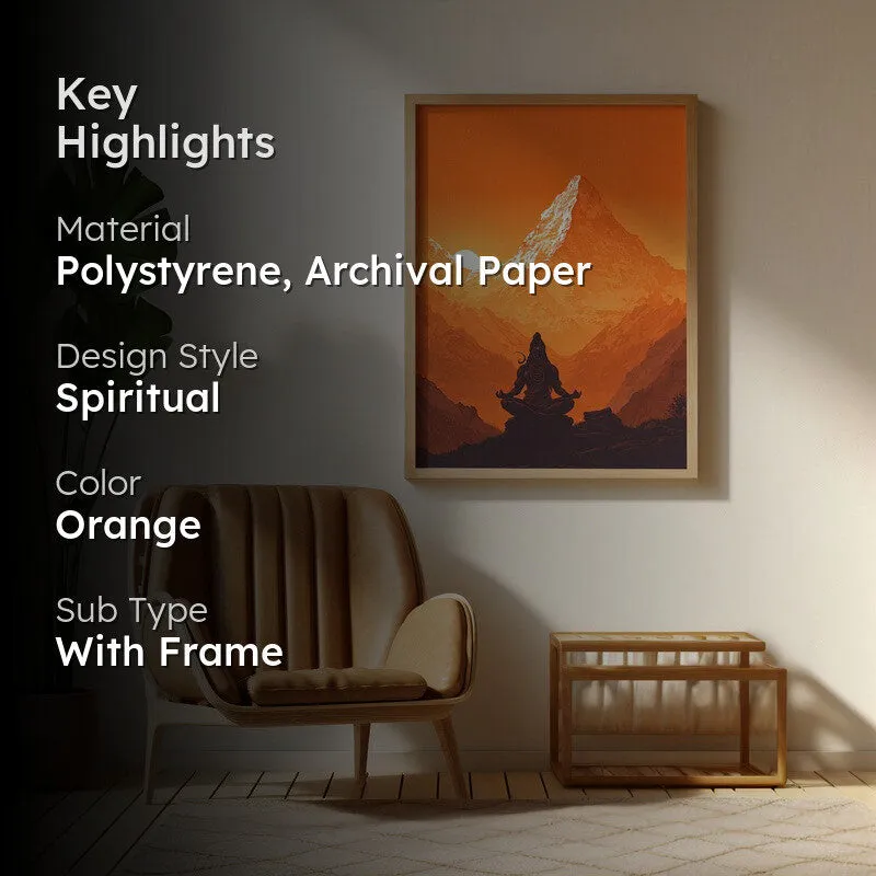 Mahadev Meditating Blissful II Wall art - Natural Brown Frame media 2