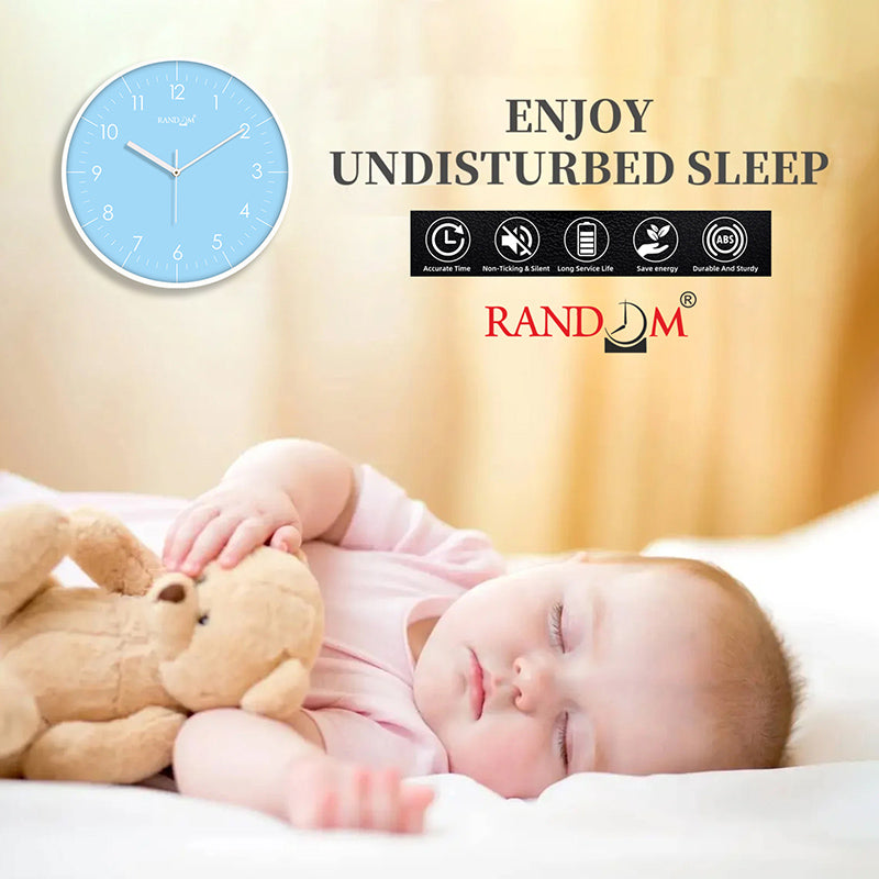 Benot Silver Analog Wall Clock - Baby Blue media 5