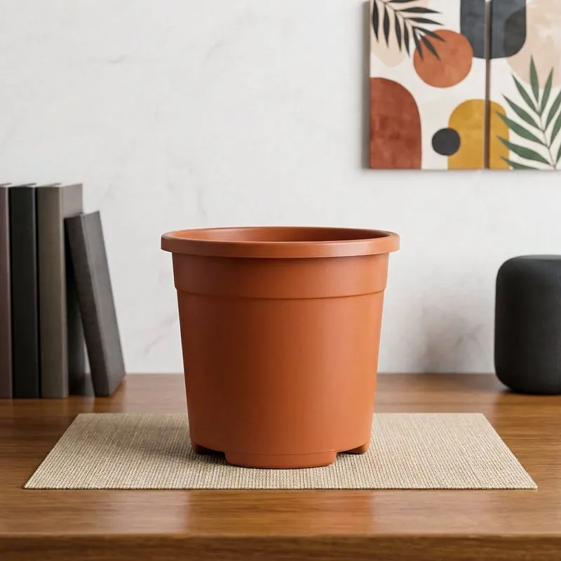 Ugaoo Garden Brown Plastic Pot (15.4 CM) - Set Of Twelve media 1