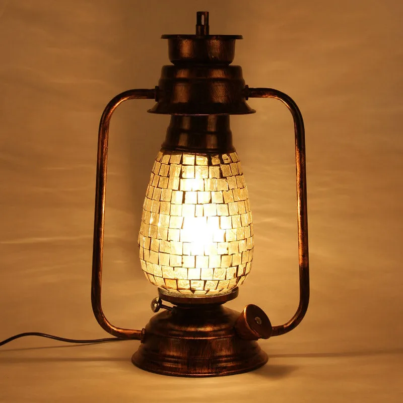 Avina Mosaic Lantern Iron Table Lamp - Gold,Brown media 4