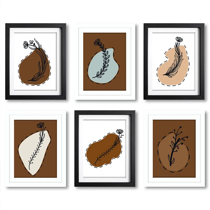 Terra Tone Nature Wall Art With Frame - Set Of Six media 6