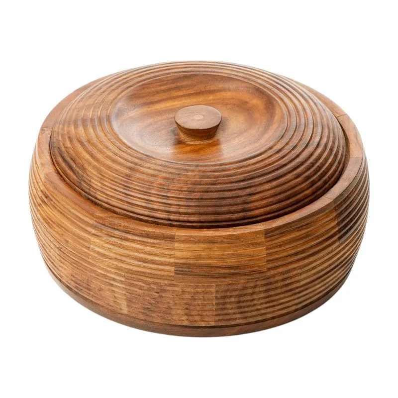 Round Lidded Sheesham Wood Roti Box media 6