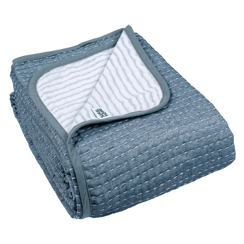 Ivory (Blue Self Stripe Comforter) - Three Piece Set media 7