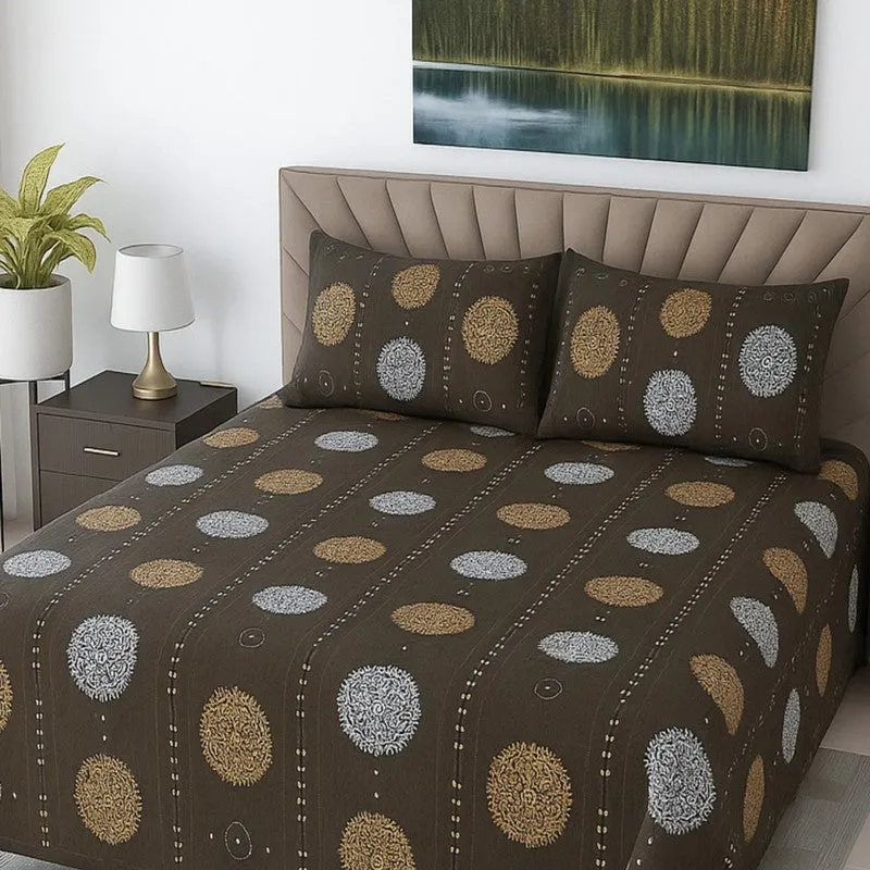 Desi Weave Cotton Bedsheets (Brown) - 400 TC media 3