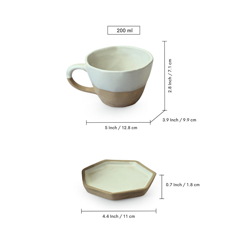 Ramal Handglazed Ceramic Tea Cup With Saucer (200 ML) - Four Piece Set media 8