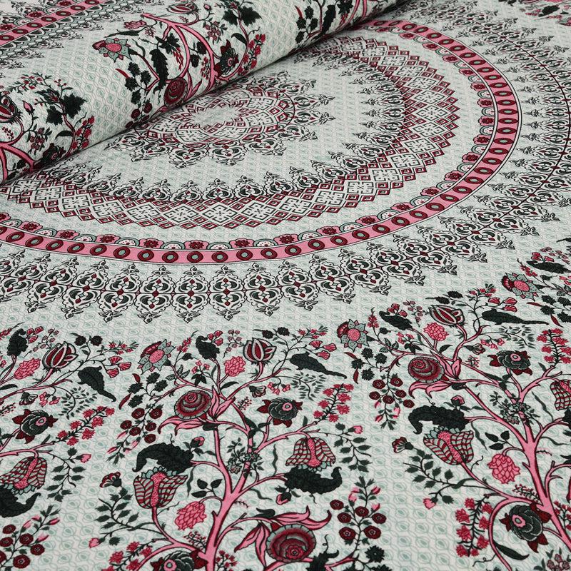 Pushkara Ethnic Cotton Flat Bedsheet (Black) - 160 TC media 4