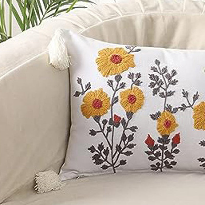 French Cottage Charm Embroidered Rectangle Cushion Cover media 3