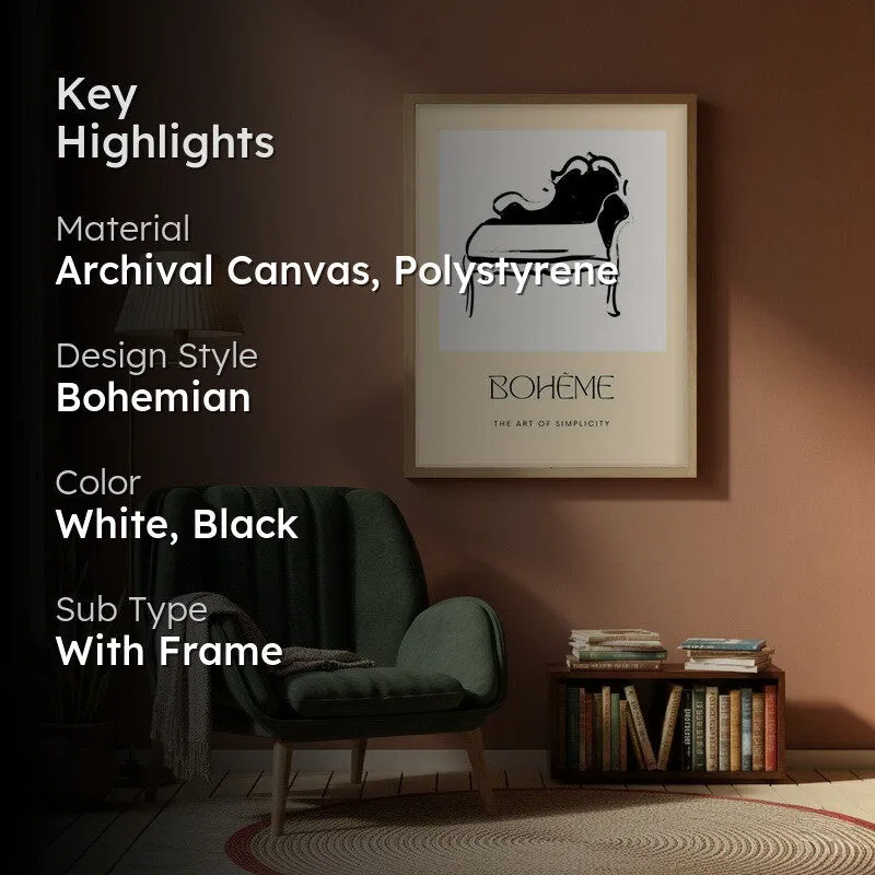 Daybed Dream Canvas Wall Painting With Brown Frame media 2