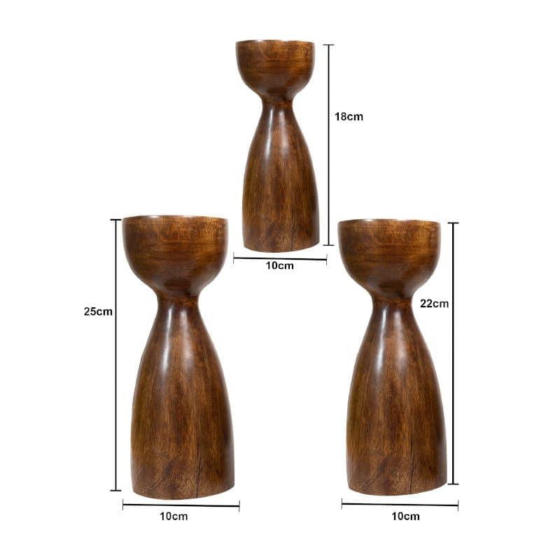 Aria Wooden Candle Stand - Set Of Three media 5