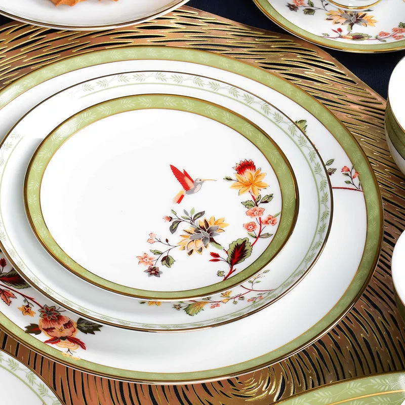 Painted Blooms 24k Gold Brushed Porcelain Dinner Set - 21 Piece Set media 3