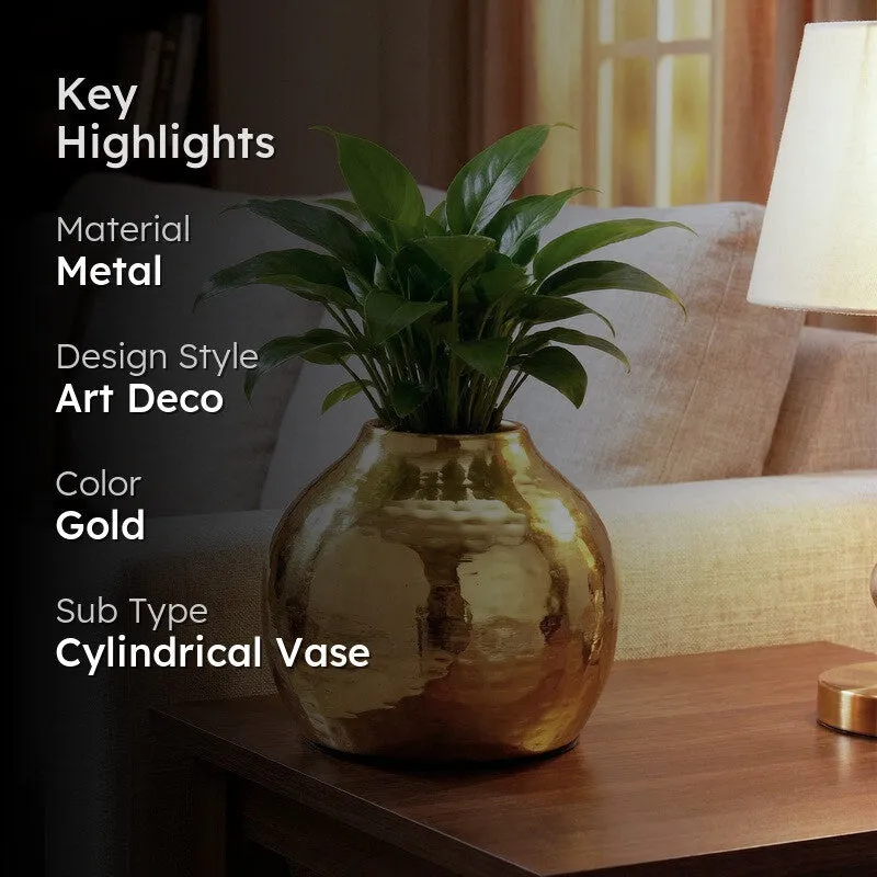 Sculptural Metal Vase -Gold media 2