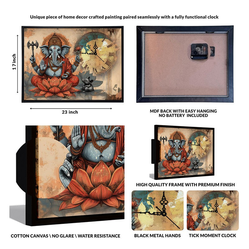 Bliss Ganesha Wall Art With Clock media 7