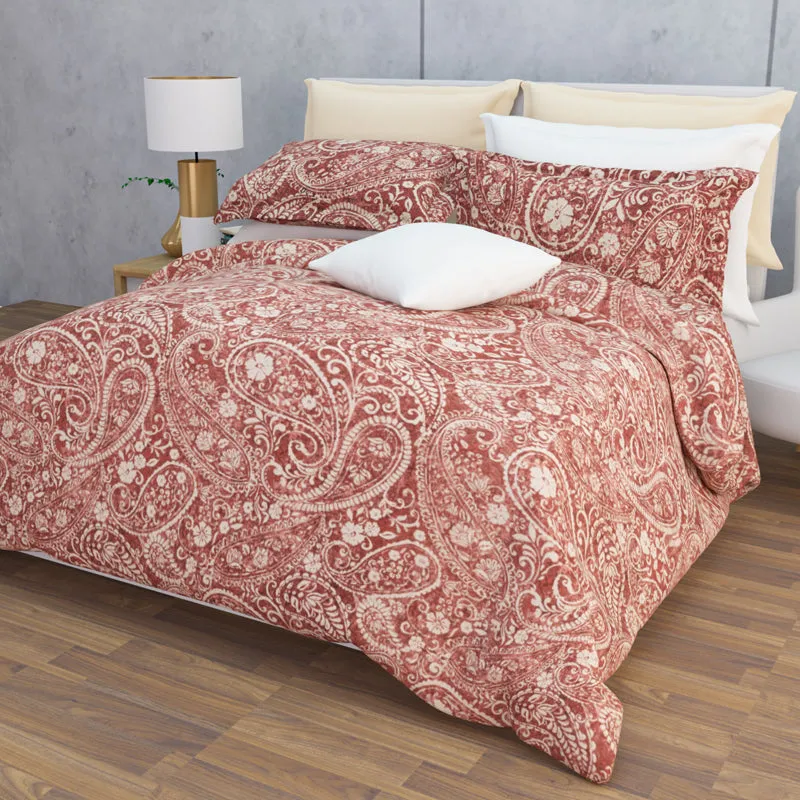 Paisley Nights Cotton Bedsheet (Red) - 144 TC media 7