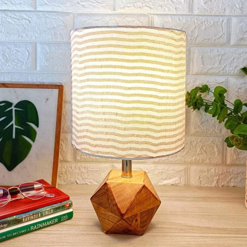 Miraao Hexa Fabric Table Lamp - White,Brown media 1