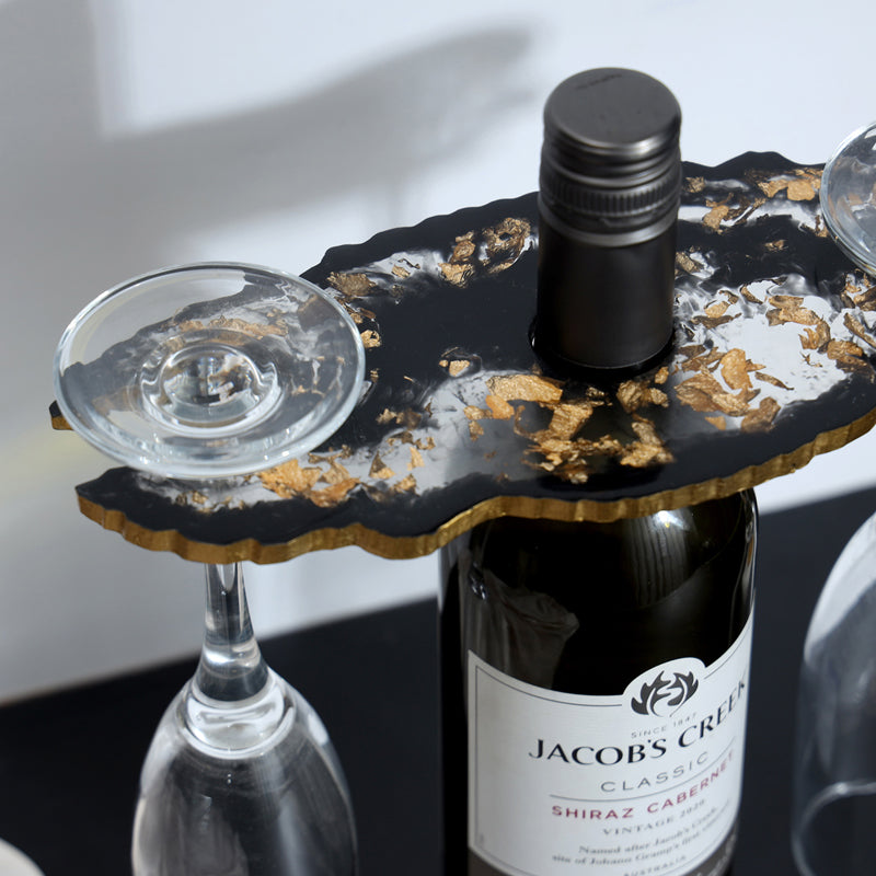 Resinor Wine Bottle & Glass Holder - Black media 3