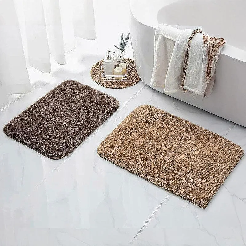 Nautica Cashmere Step Solid Anti-Skid Bath Mat (Brown & Tan) - Set Of Two media 1