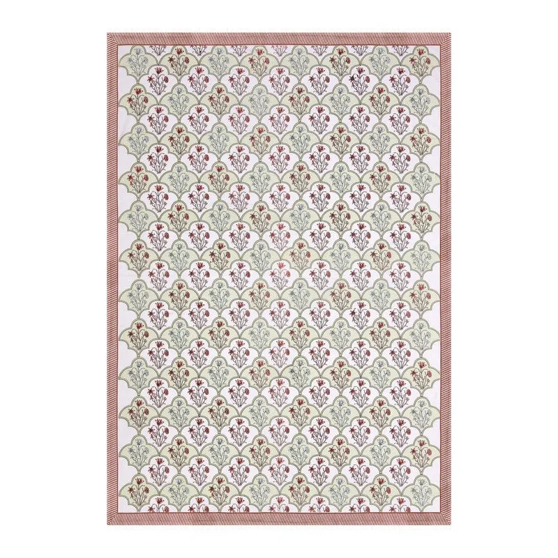 BlossomLine Cotton Table Cover - Green,Peach media 5