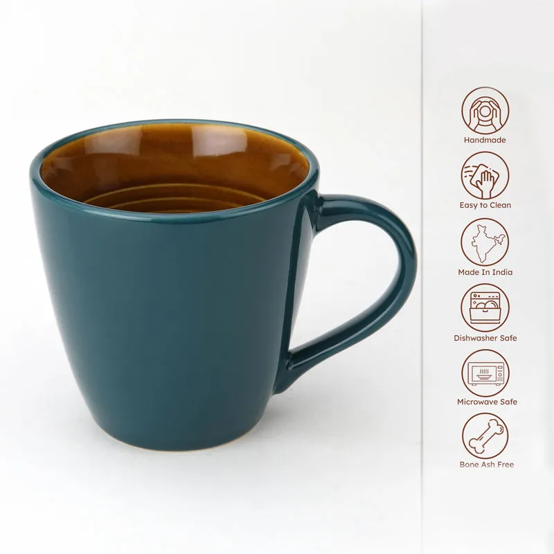 Karvaa Ceramic Coffee Mug (Cyan/350 mL Each) - Set Of Two media 4