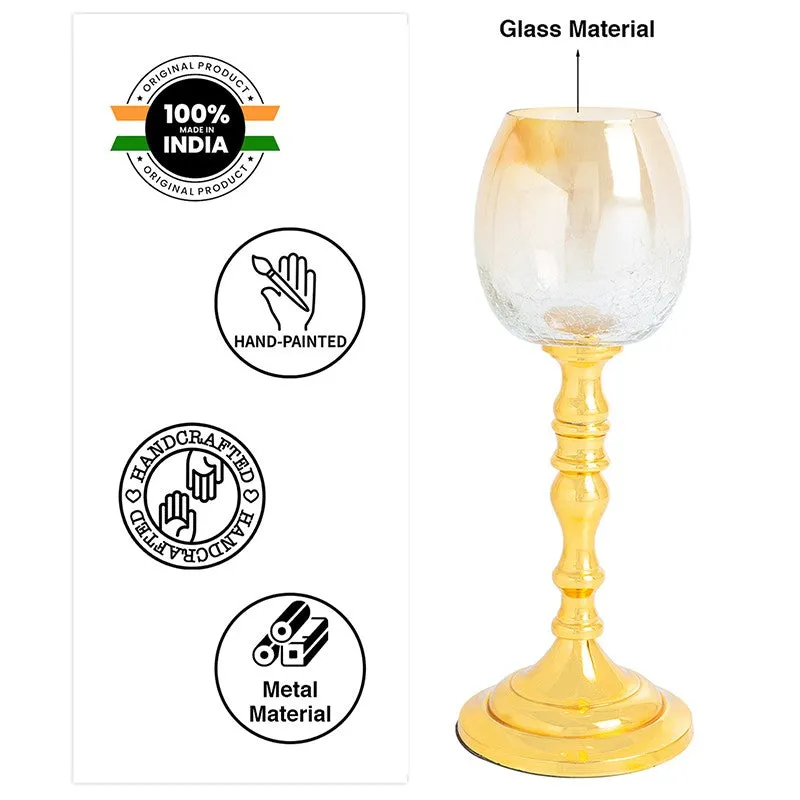 Polido Textured Glass Candle Holder - Gold media 4