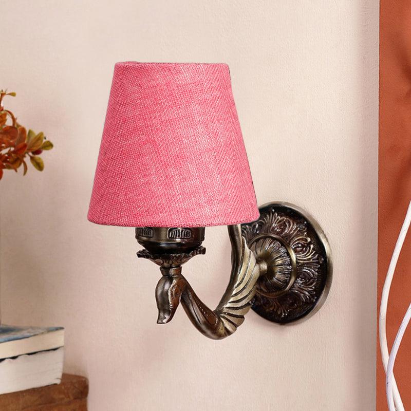 Amro Retro Conical Fabric & Metal Wall Lamp - Pink media 3