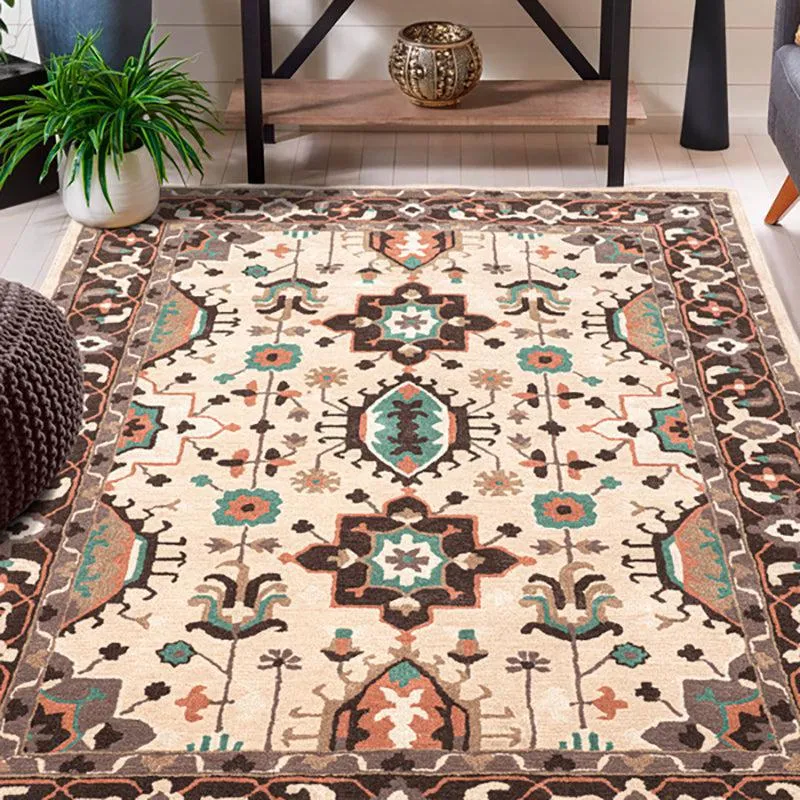 Nausicaa Ethnic Wool & Nylon Carpet - Brown & Beige media 4