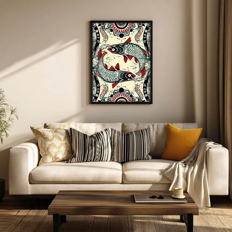 Fish Illustration Canvas Wall Painting With Black Frame media 6