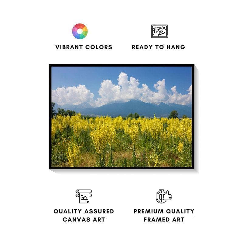 Yellow Field Canvas Wall Painting - Black Frame media 4