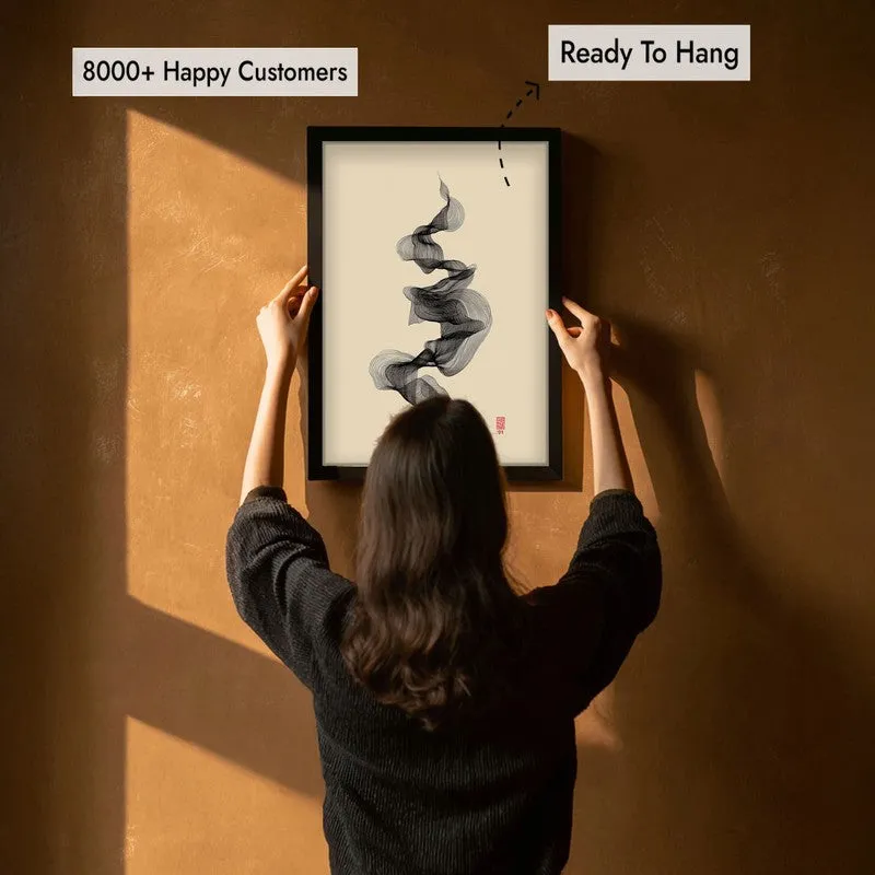 Calligraphy of Calm Archival Paper Wall Painting With Black Frame media 7