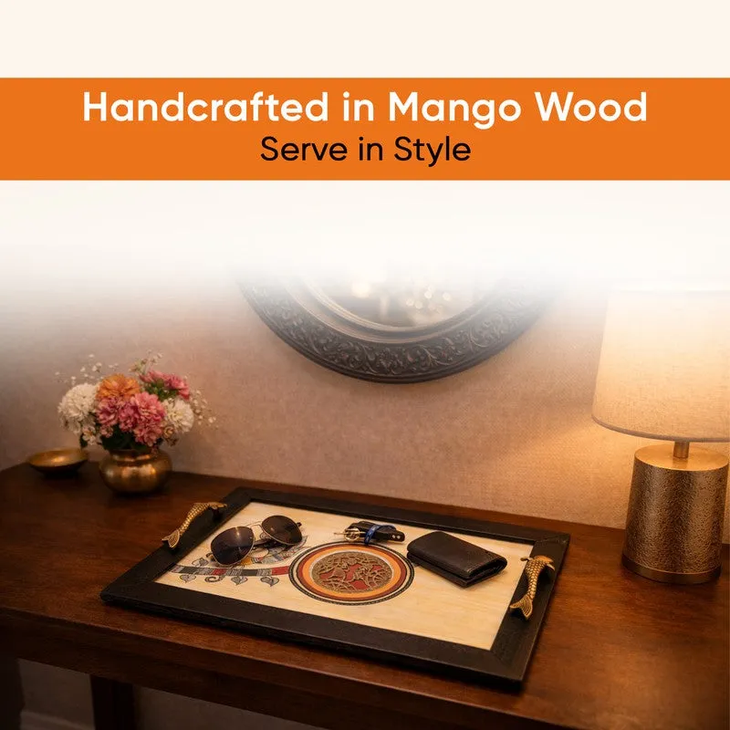 Saarang Wood & Metal Serving Tray media 4