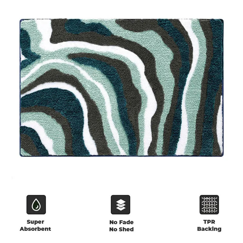 Wavy Whirls Microfiber Bath Mat - Blue media 6