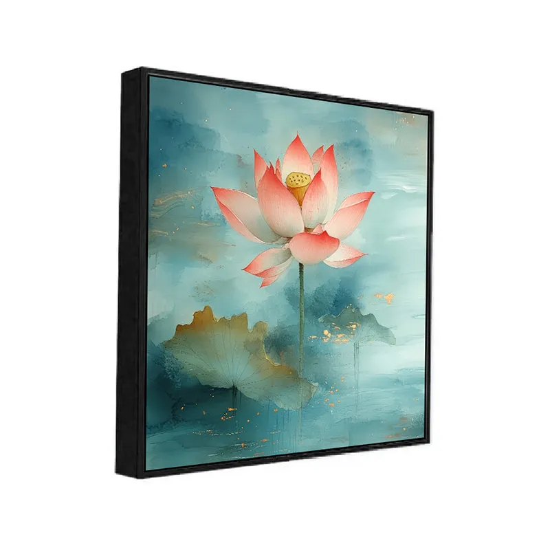 Faded Padma Canvas Wall Painting With Frame - Black media 3