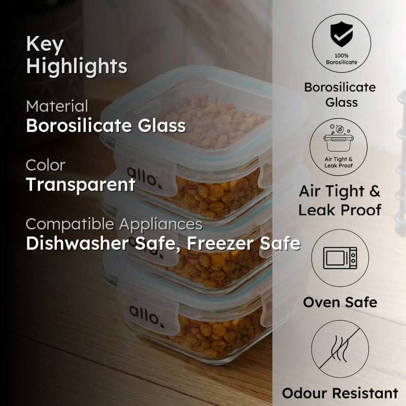 Oliva Square Glass Storage Container (320 ML) - Set Of Three media 2