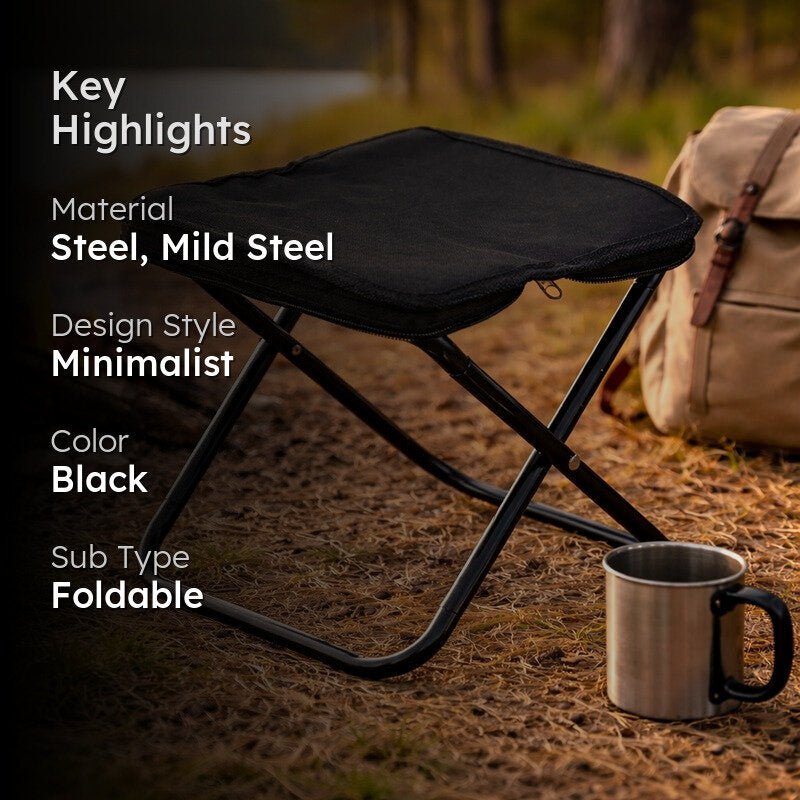 Rioware Fold Ease Steel Accent Stool - Black media 2