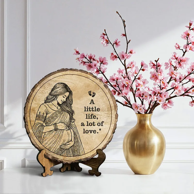 A Little Life, A Lot Of Love Wood Showpiece - Round media 1